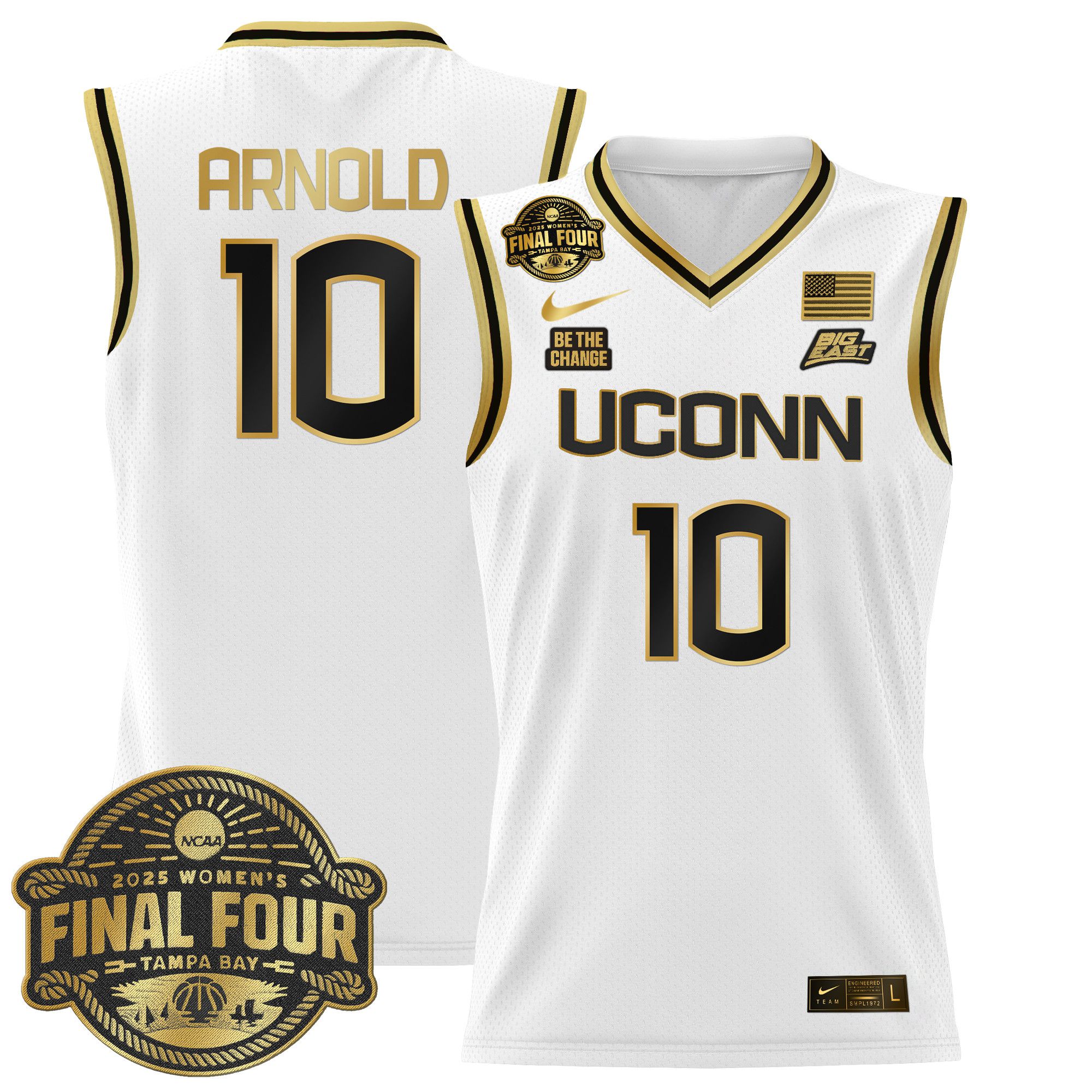 Men UConn Huskies #10 Arnold White Nike 2025 Big Eat Final Four Patch Lightweight Basketball NCAA Jerseys